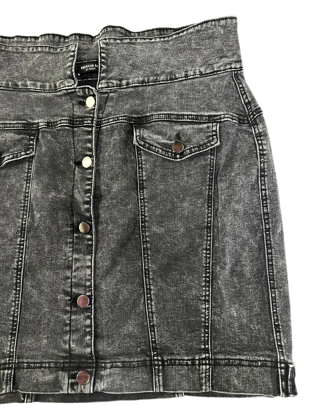 AMERICAN BAZI / Black Distressed Mini Jean Skirt / Size 2X / Grunge Emo Denim